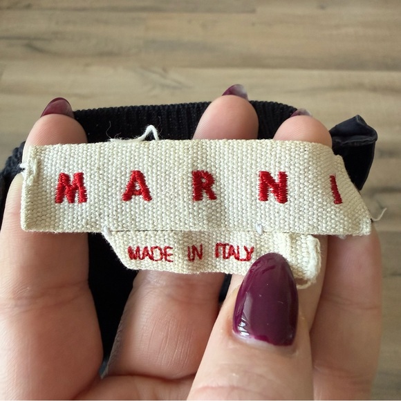 Marni Navy Blue Mixed Media Cotton Poplin Knit Short Sleeve Top - size 2 (IT 38) - Picture 5 of 7